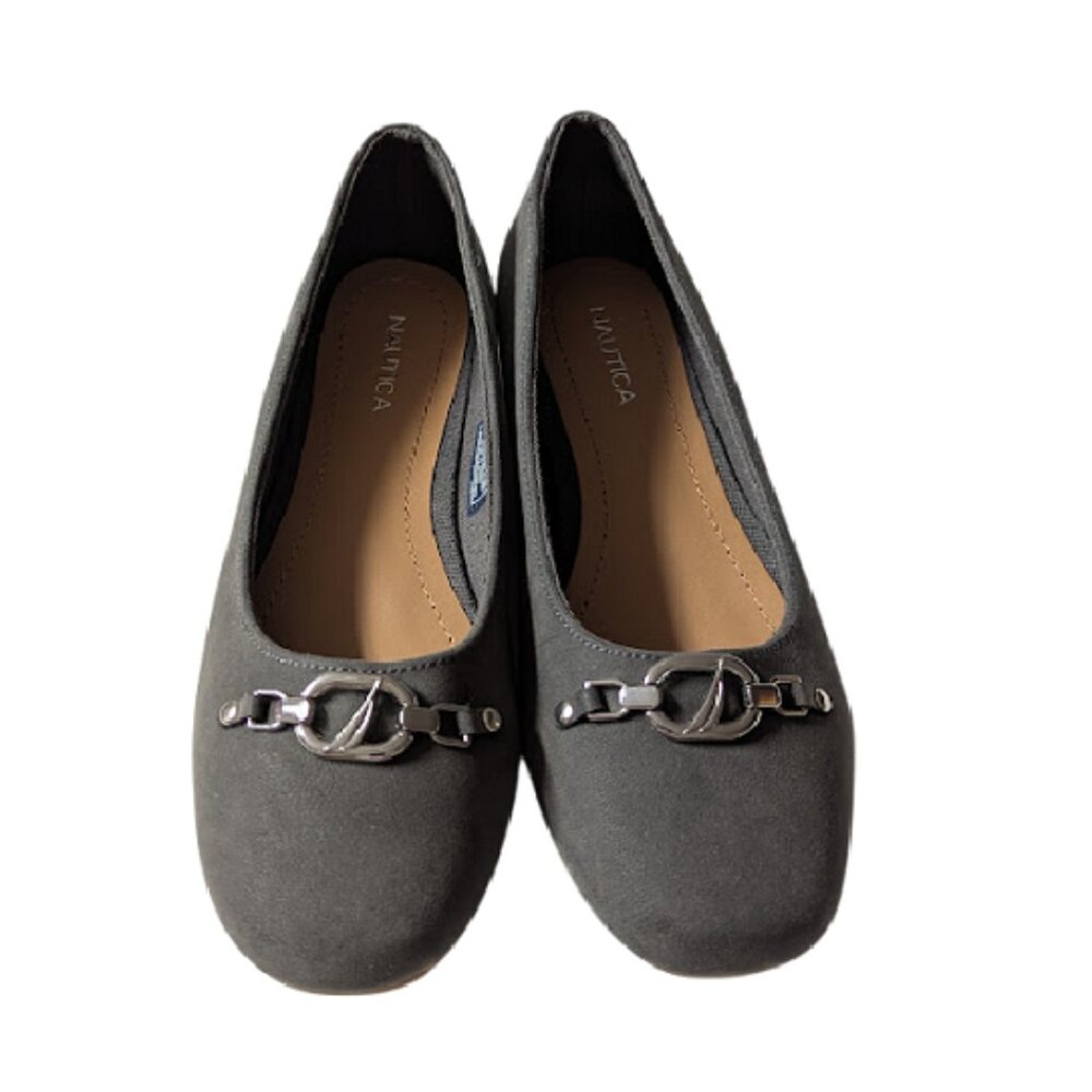 Nautica Buckle Bit WMNs Gray Vegan Suede Fabric Slip-on Flats NWOB Size 7.5 NWOB - Picture 7 of 8